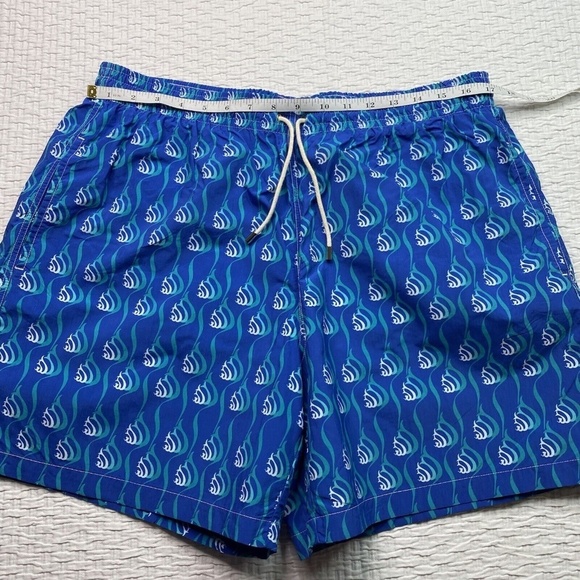 Le Sirenuse Positano Men’s Swim Trunks Sz 34 (3XL) Made In Italy Blue Lined - Picture 7 of 11